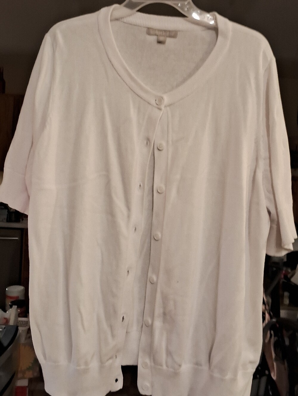 White Short-Sleeve Button Cardigan for Women
